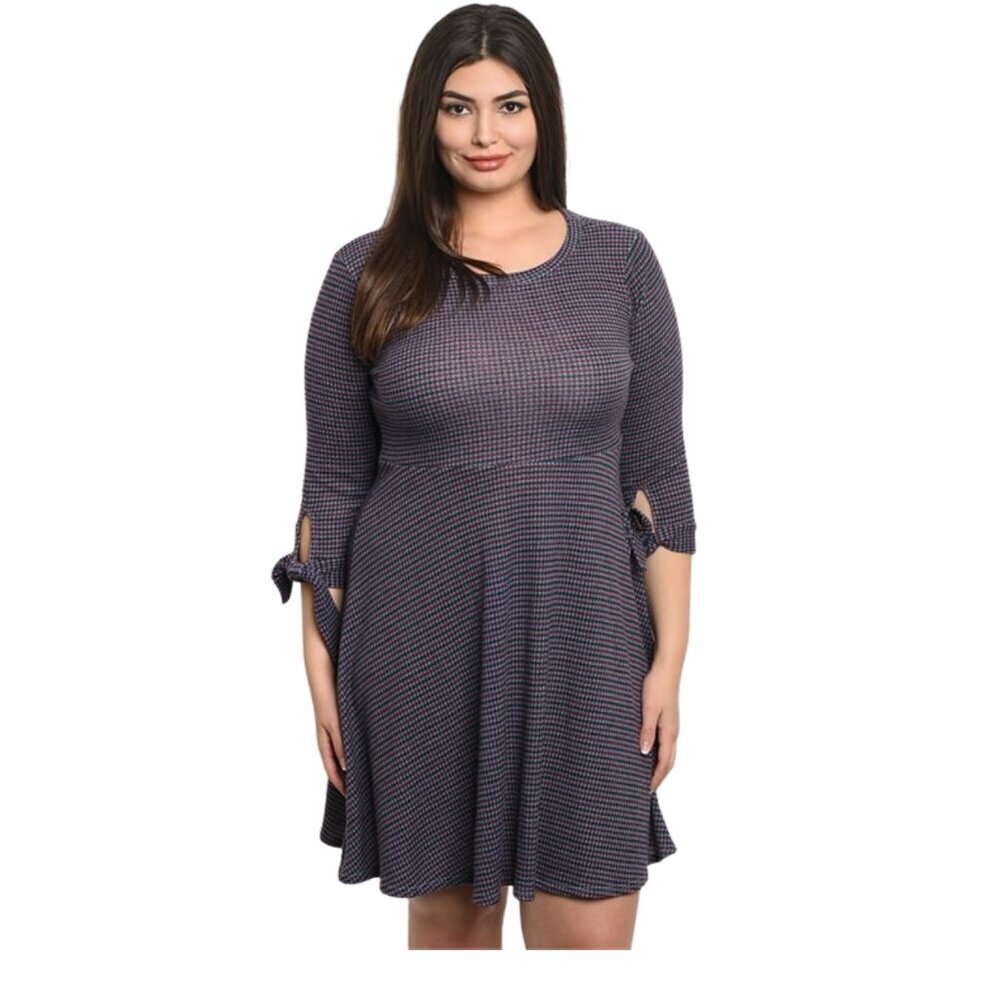 GILLI Houndstooth Knit Mini Dress SMALL